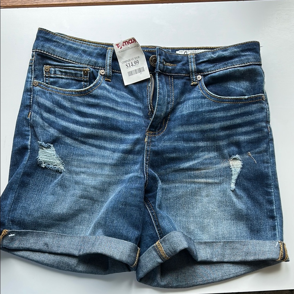Blue Distressed Jean Shorts